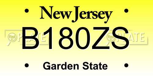 B180ZS New Jersey License Plate