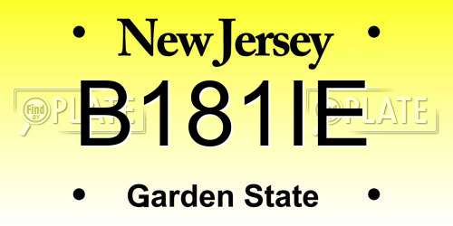B181IE New Jersey License Plate