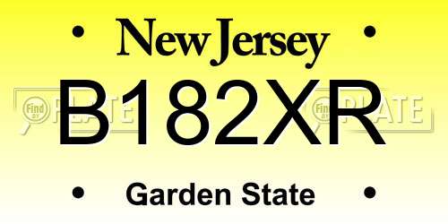 B182XR New Jersey License Plate