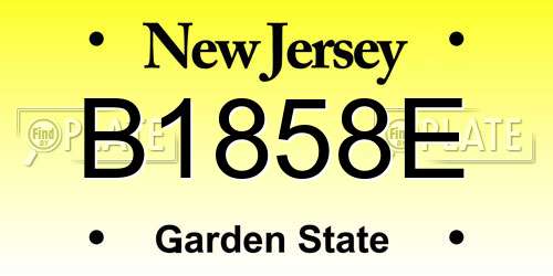 B1858E New Jersey License Plate