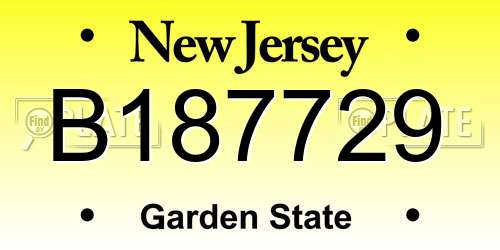 B187729 New Jersey License Plate