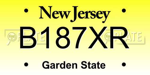 B187XR New Jersey License Plate