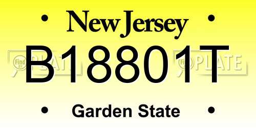 B18801T New Jersey License Plate