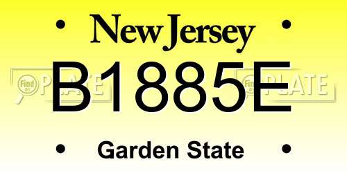 B1885E New Jersey License Plate