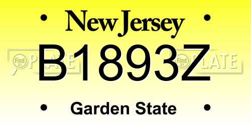 B1893Z New Jersey License Plate