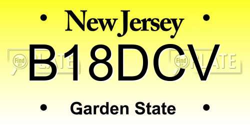 B18DCV New Jersey License Plate