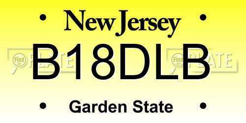 B18DLB New Jersey License Plate