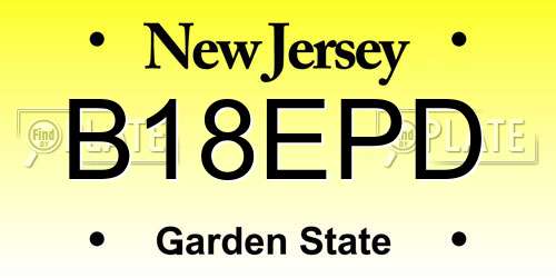 B18EPD New Jersey License Plate
