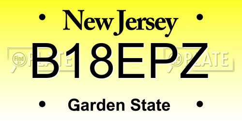 B18EPZ New Jersey License Plate