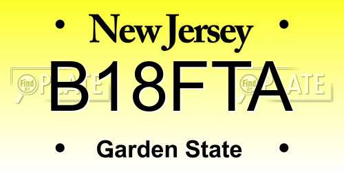 B18FTA New Jersey License Plate