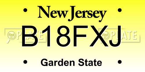 B18FXJ New Jersey License Plate