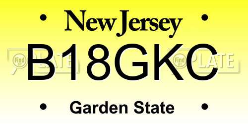 B18GKC New Jersey License Plate