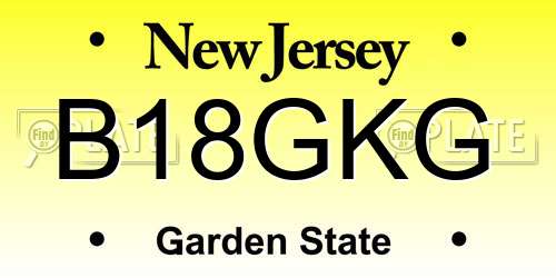 B18GKG New Jersey License Plate
