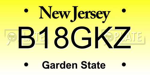 B18GKZ New Jersey License Plate