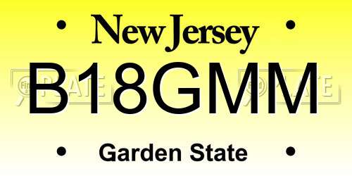 B18GMM New Jersey License Plate