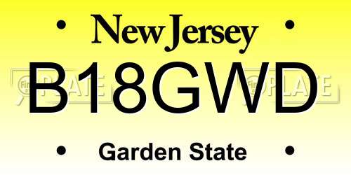 B18GWD New Jersey License Plate