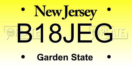 B18JEG New Jersey License Plate
