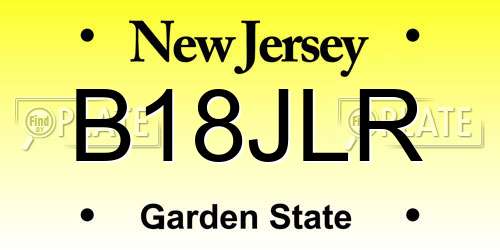 B18JLR New Jersey License Plate