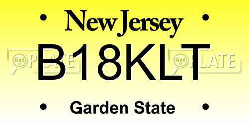 B18KLT New Jersey License Plate