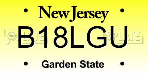 B18LGU New Jersey License Plate