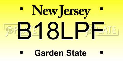 B18LPF New Jersey License Plate