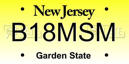 B18MSM New Jersey License Plate
