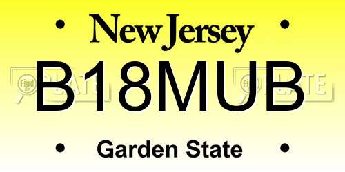 B18MUB New Jersey License Plate