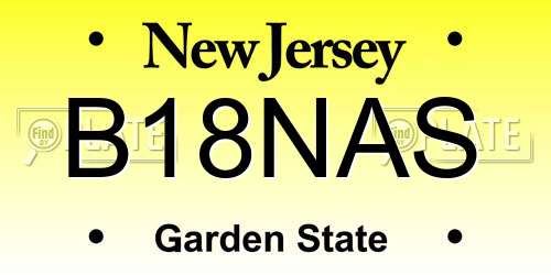 B18NAS New Jersey License Plate