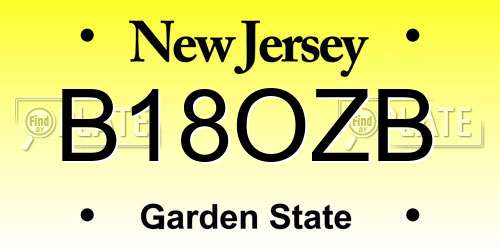 B18OZB New Jersey License Plate