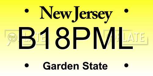 B18PML New Jersey License Plate