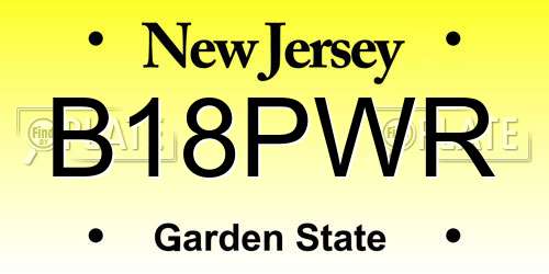 B18PWR New Jersey License Plate
