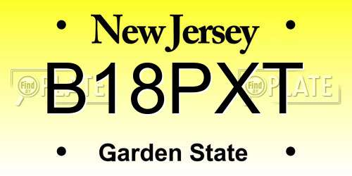 B18PXT New Jersey License Plate