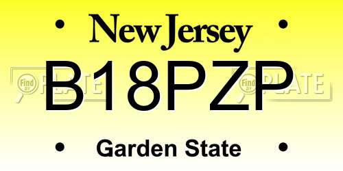 B18PZP New Jersey License Plate