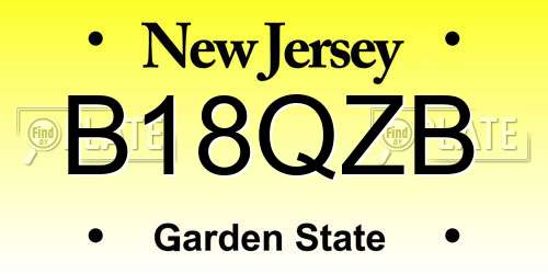 B18QZB New Jersey License Plate