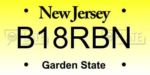 B18RBN New Jersey License Plate