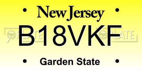 B18VKF New Jersey License Plate