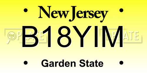 B18YIM New Jersey License Plate