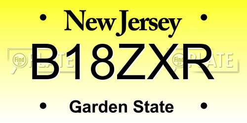 B18ZXR New Jersey License Plate