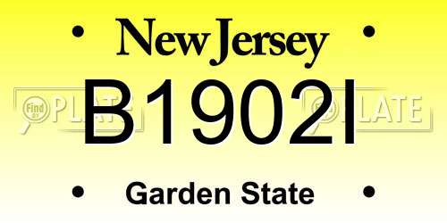 B1902I New Jersey License Plate