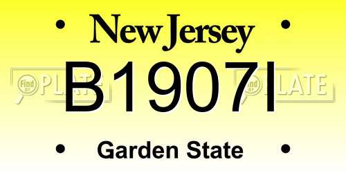 B1907I New Jersey License Plate
