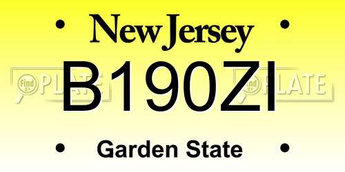 B190ZI New Jersey License Plate