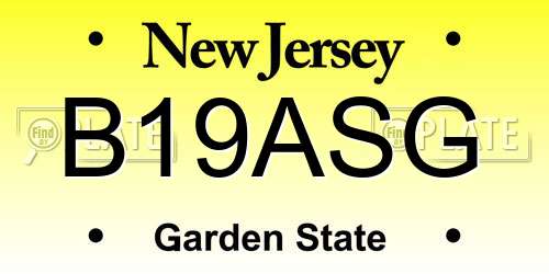 B19ASG New Jersey License Plate