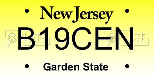 B19CEN New Jersey License Plate