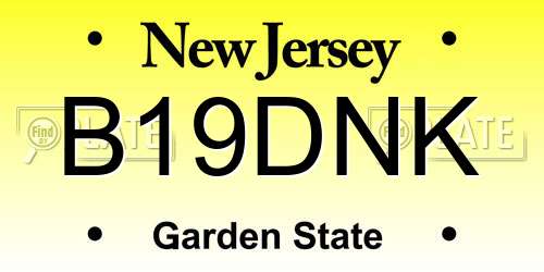 B19DNK New Jersey License Plate