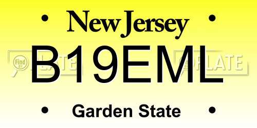B19EML New Jersey License Plate