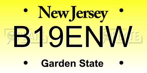 B19ENW New Jersey License Plate