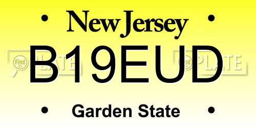 B19EUD New Jersey License Plate