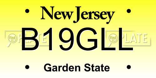 B19GLL New Jersey License Plate