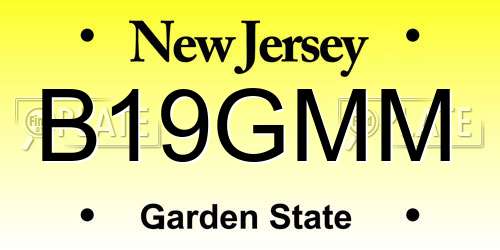 B19GMM New Jersey License Plate
