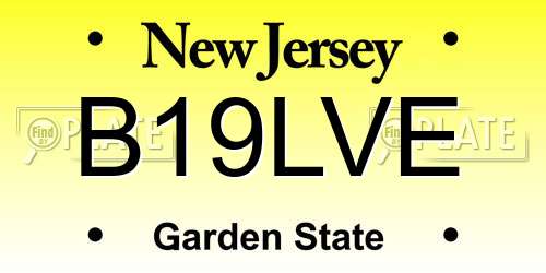 B19LVE New Jersey License Plate